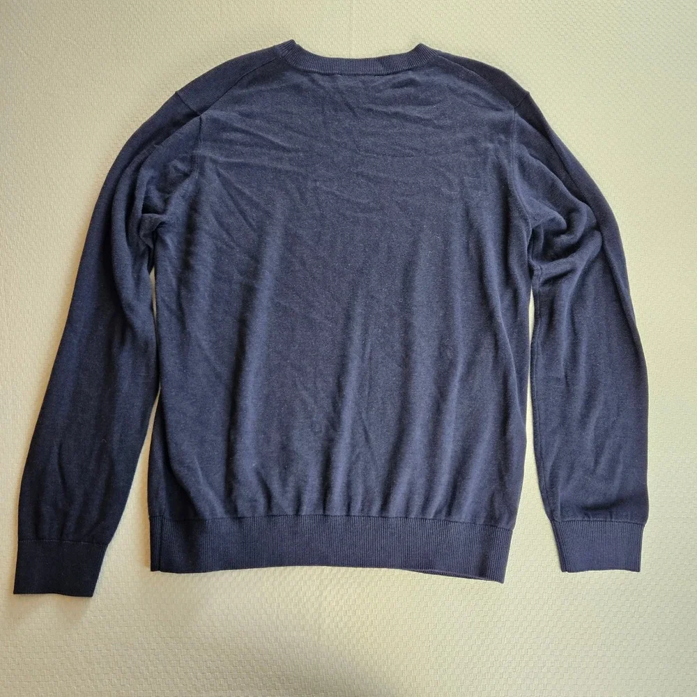 Icon Amsterdam Mens L Navy Crewneck Sweater Quiet Luxury Minimalism Heritage